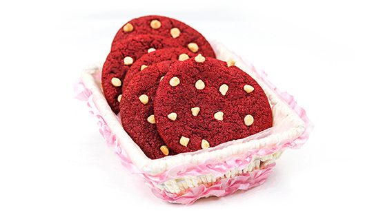 Red velvet cookies with white chocolate